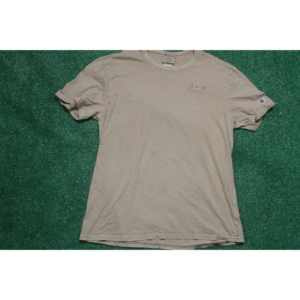 Champion Beige Logo T-Shirt Men’s Large Casual Athletic Tee